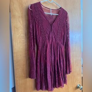 Free People lacy burgundy dress